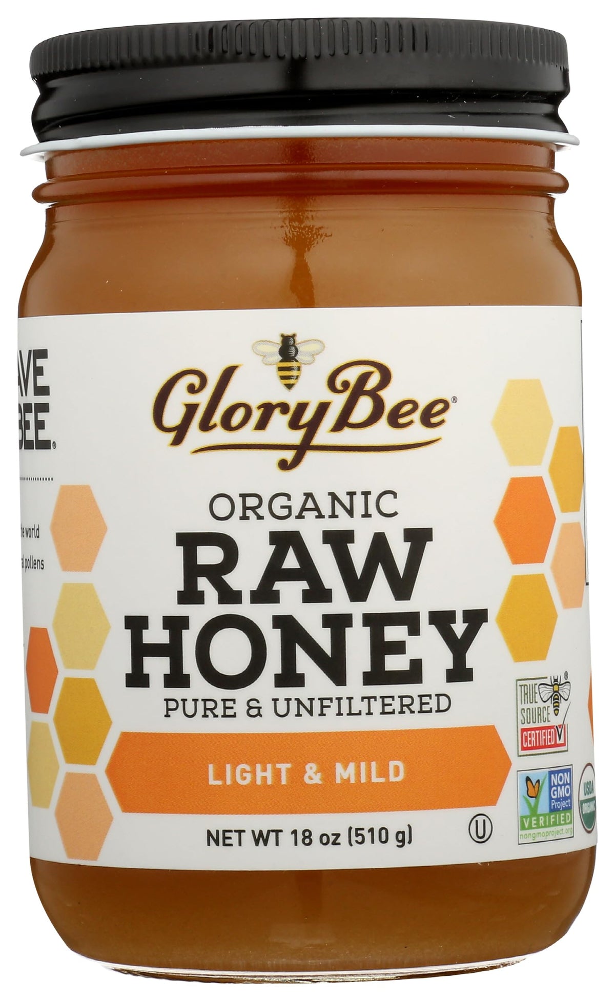 GloryBee Clover Blossom Honey jar showing pure raw sweetness
