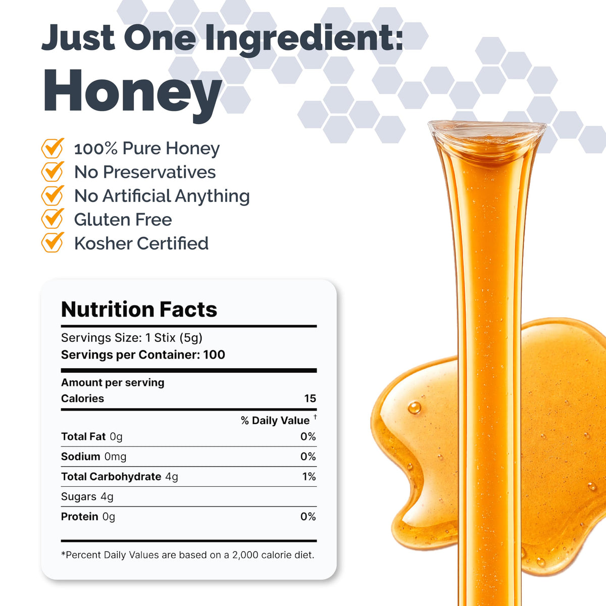 GloryBee Lemon Honeystix with lemon essential oil aroma and zest.