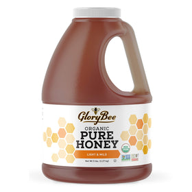 GloryBee light and mild honey jar, 5 lb, pure US Grade A sweetness.