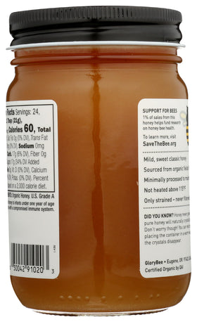 GloryBee raw honey with visible pollen notes for richer flavor