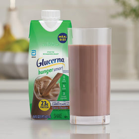 Glucerna Hunger Smart Shake on shelf highlighting gluten-free formula
