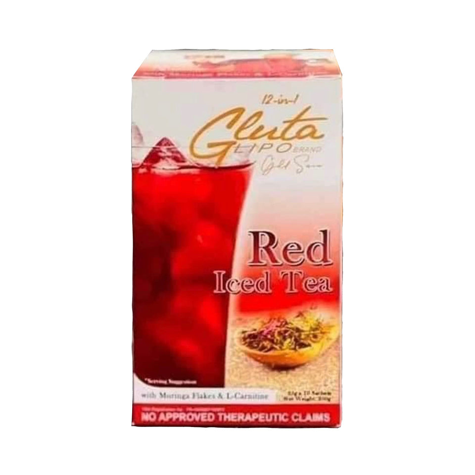 Glutalipo 12-in-1 Gold Series Red Iced Tea box ready for a refreshing daily ritual.