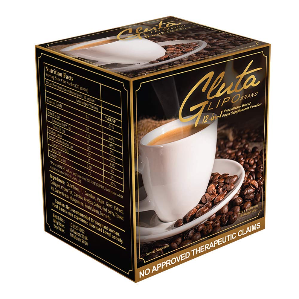 GlutaLipo Coffee 13-in-1 sachets pack for on-the-go wellness