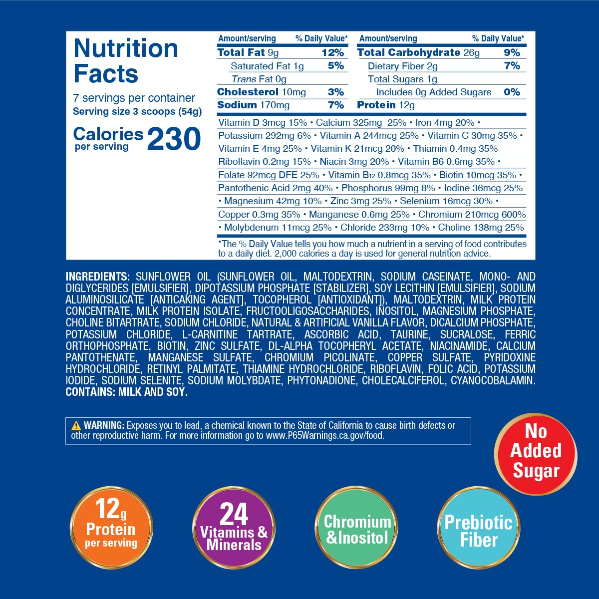Gluten-free and lactose-free labeling supports dietary needs on packaging.