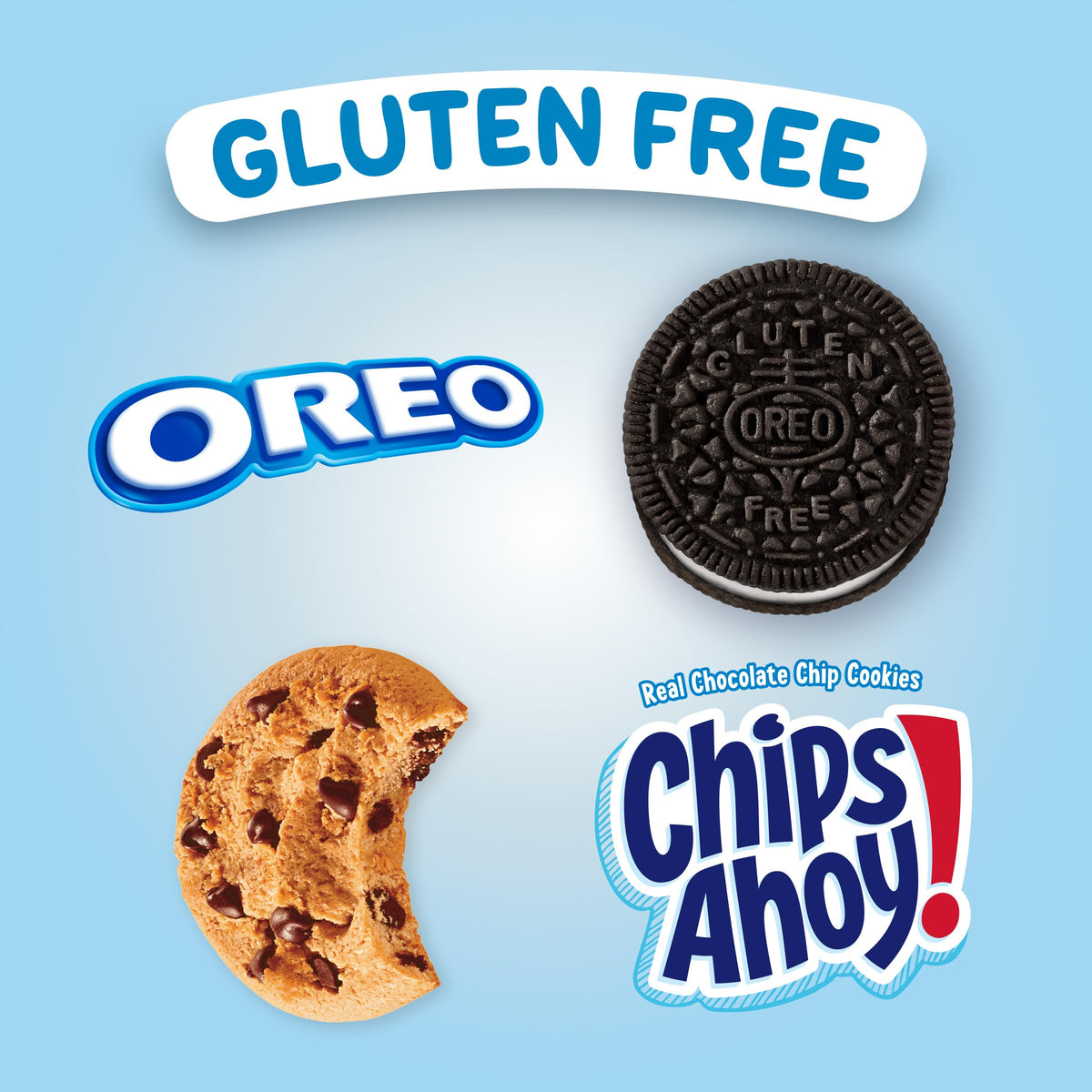 Gluten Free Oreo and CHIPS AHOY variety pack in a display box
