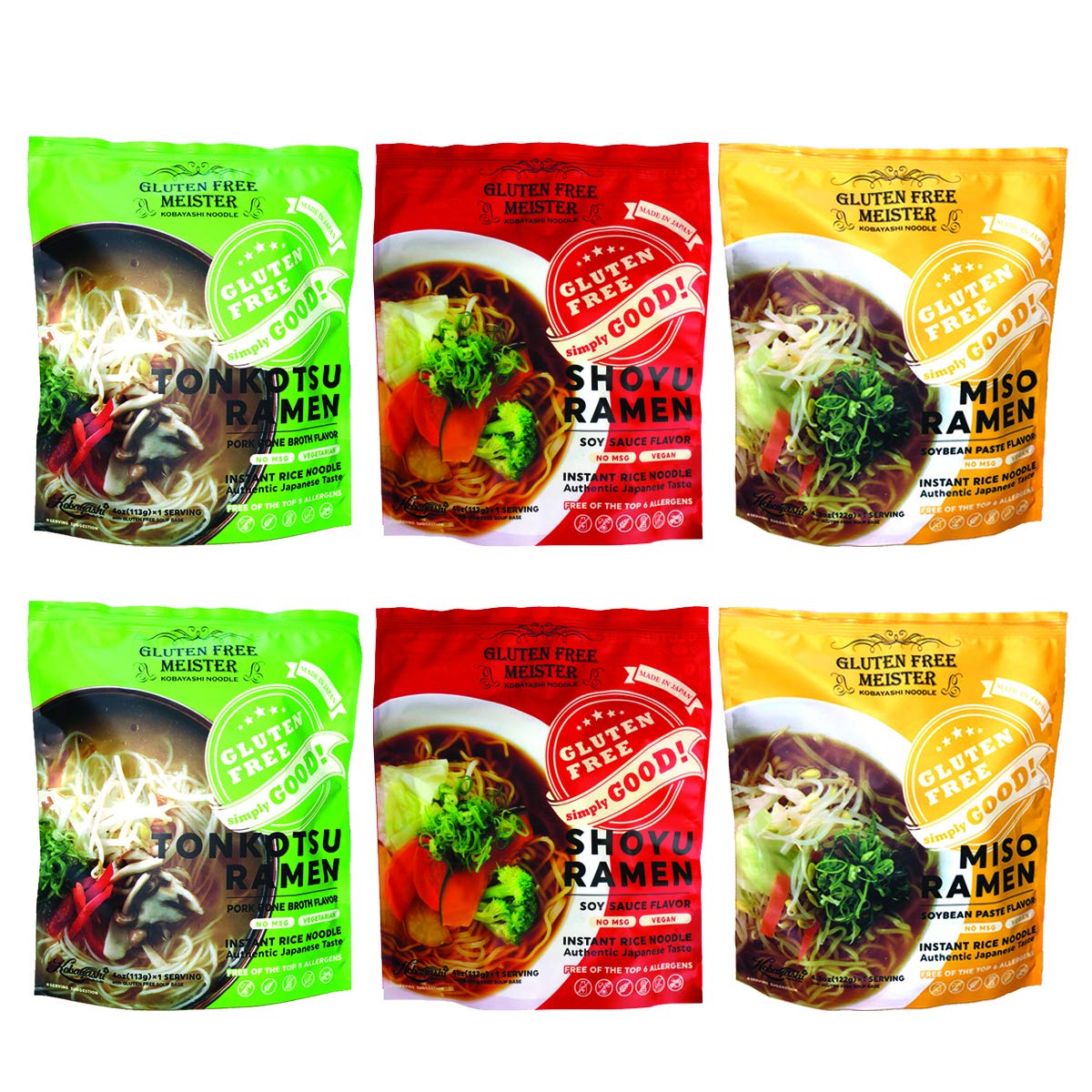 GLUTEN FREE MEISTER 6-pack front view—gluten-free ramen for quick, satisfying meals.