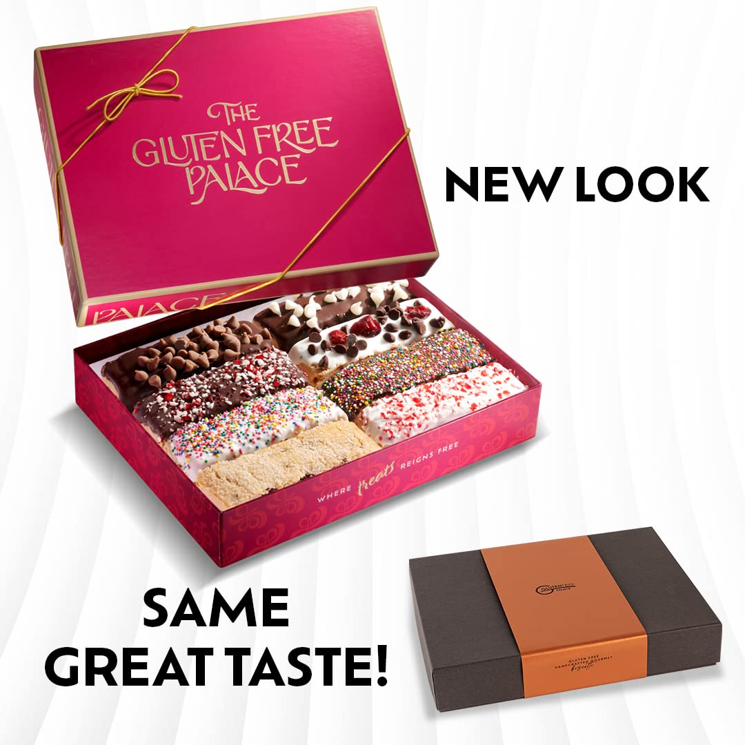 Gluten Free Palace assorted biscotti display with appealing toppings.