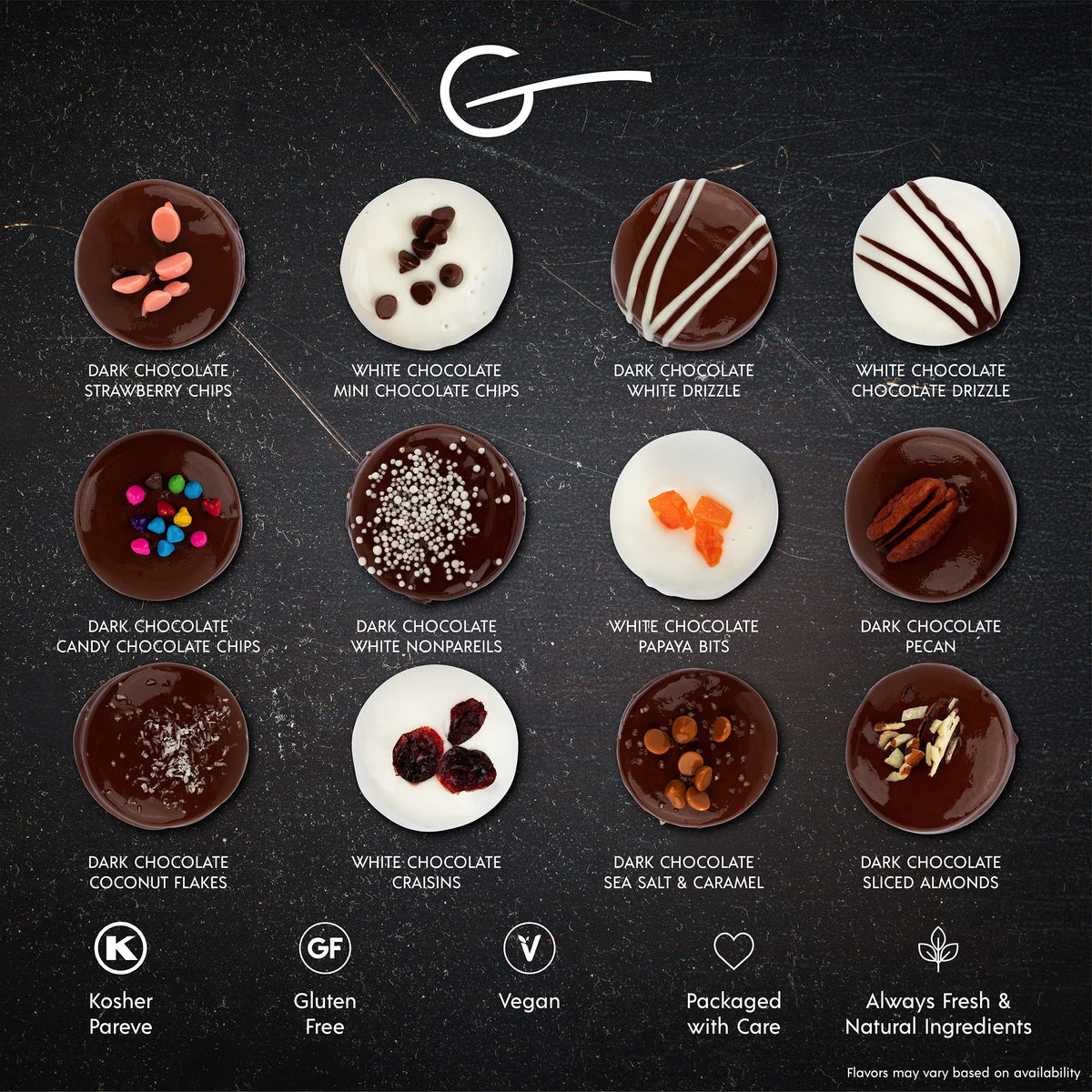 Gluten Free Palace chocolate-coated cookies close-up with decadent coating