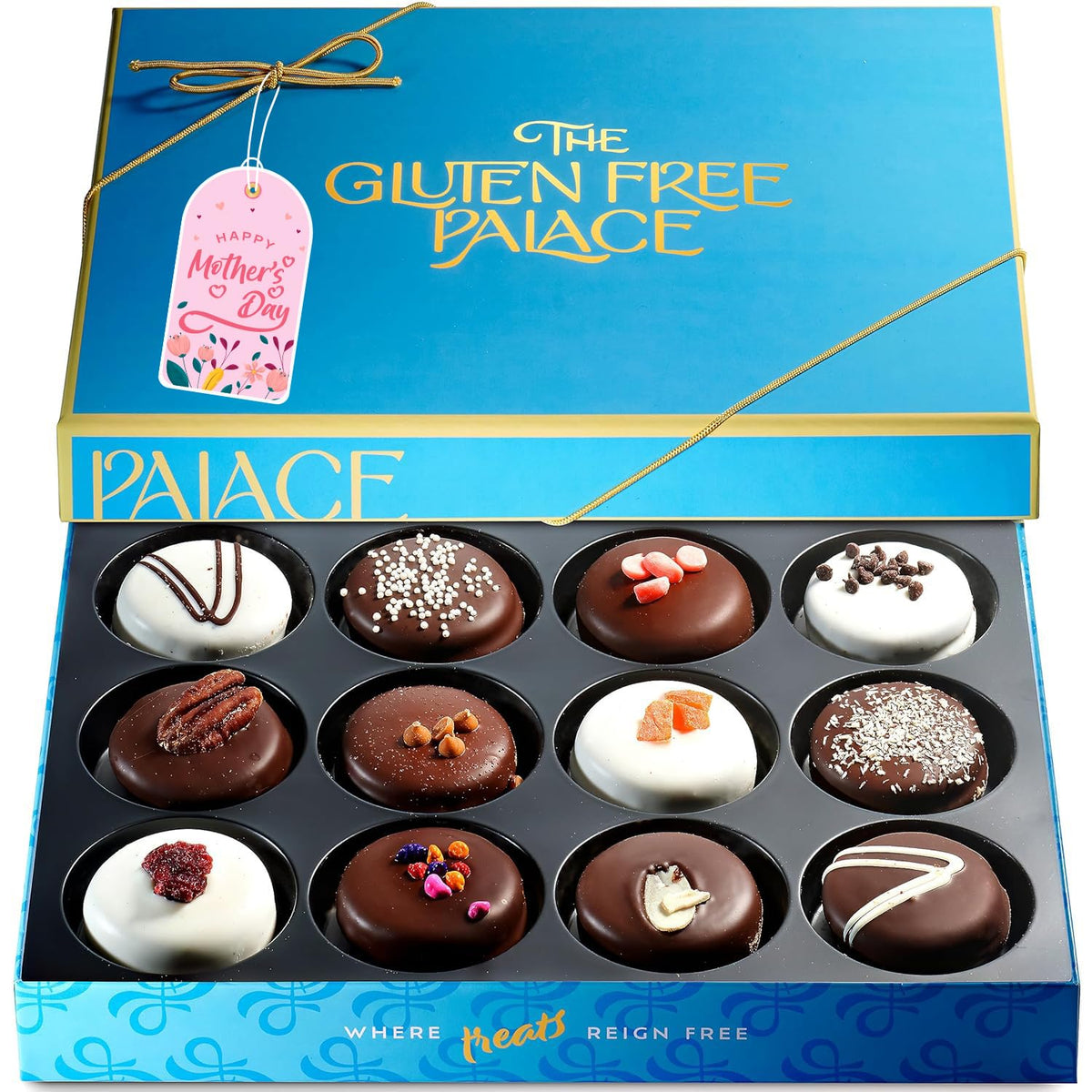 Gluten Free Palace cookie gift box cover showing premium gluten-free treats