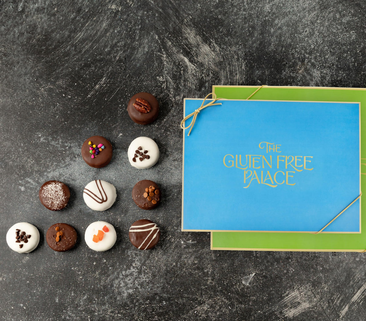 Gluten Free Palace deluxe cookie tin with vegan, kosher chocolate delights.
