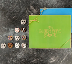 Six flavor Gluten Free Palace pretzels collection for gourmet snacking