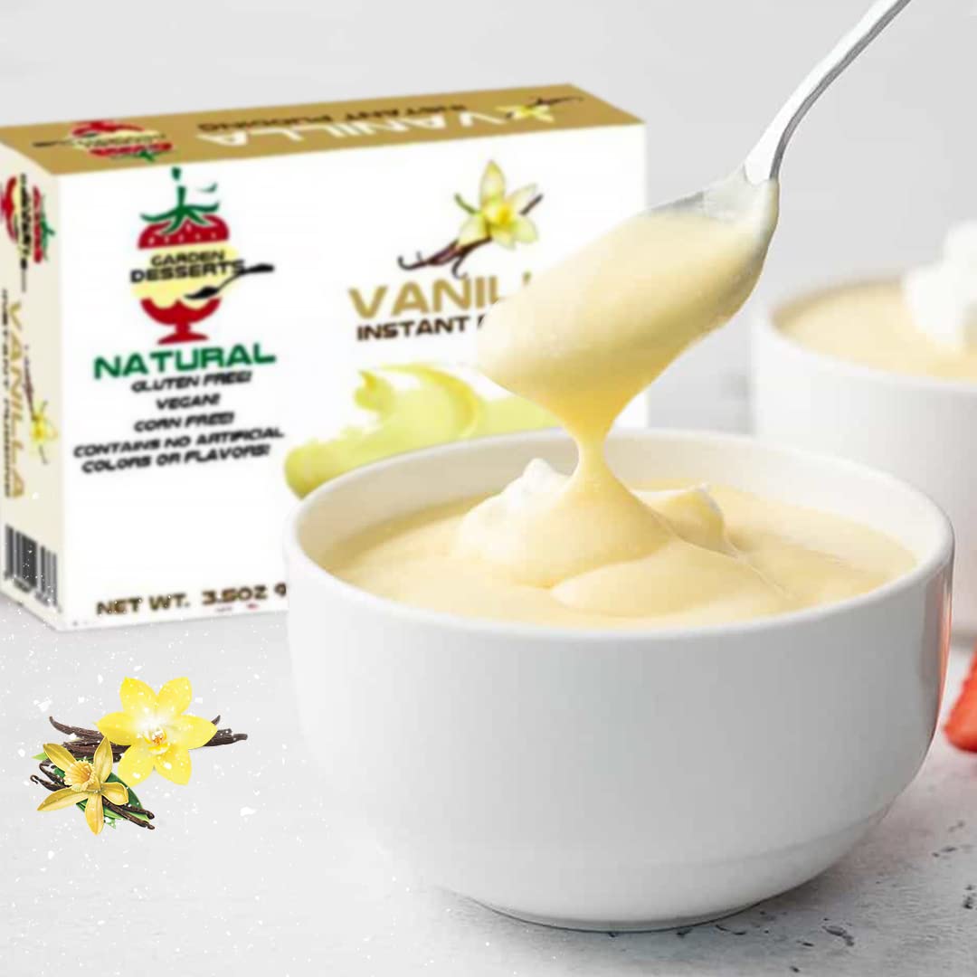 Garden Desserts vanilla pudding prepared cup, ready to serve a creamy, quick dessert.