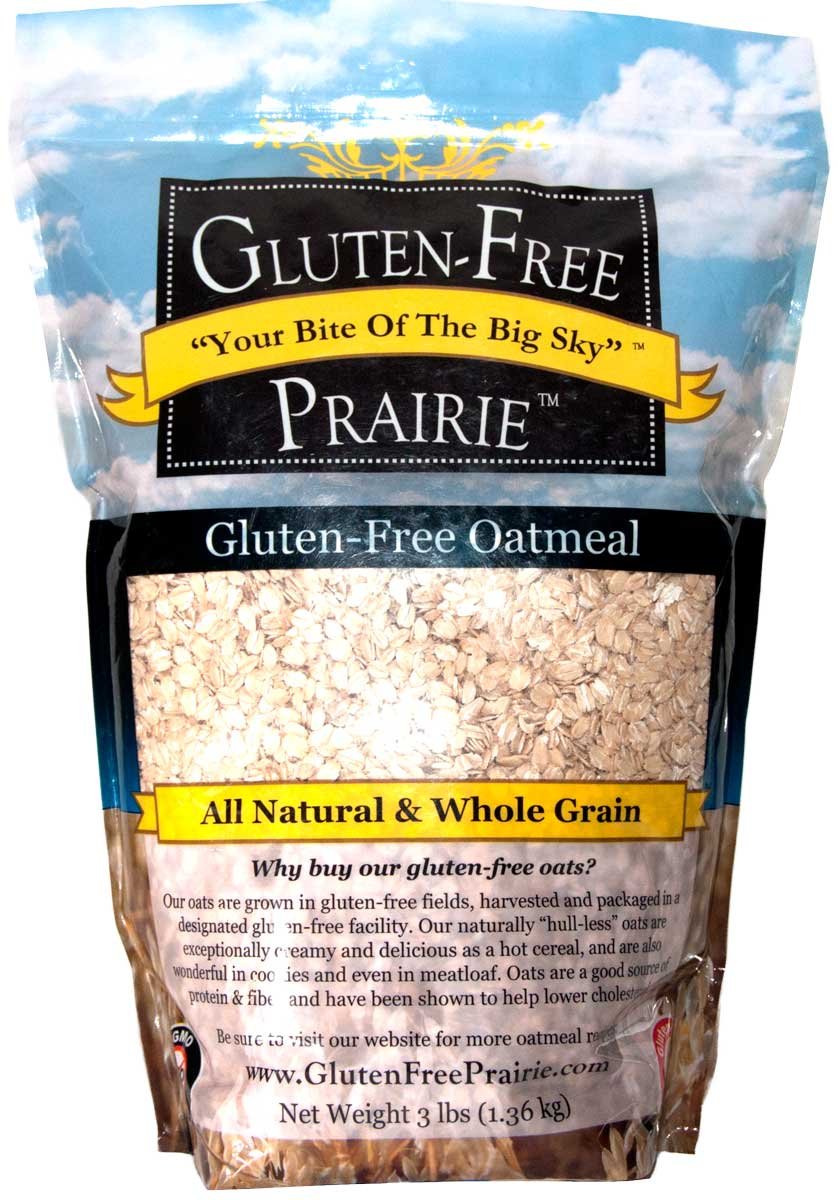 Gluten-Free Prairie oatmeal bag on counter highlighting pure, protein-rich oats