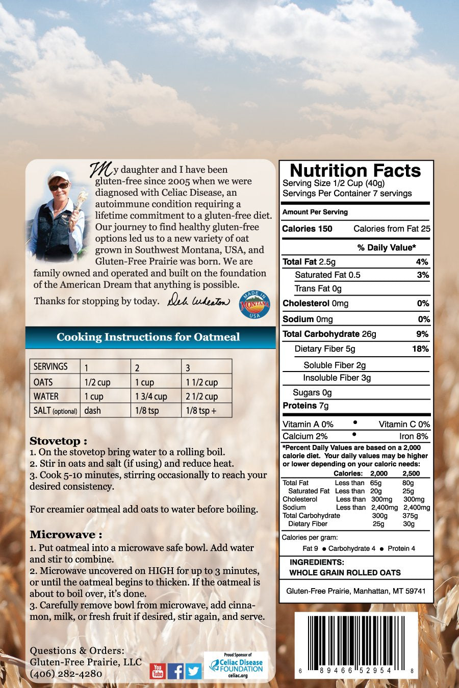 Gluten-Free Prairie oats close-up with textured grains and purity