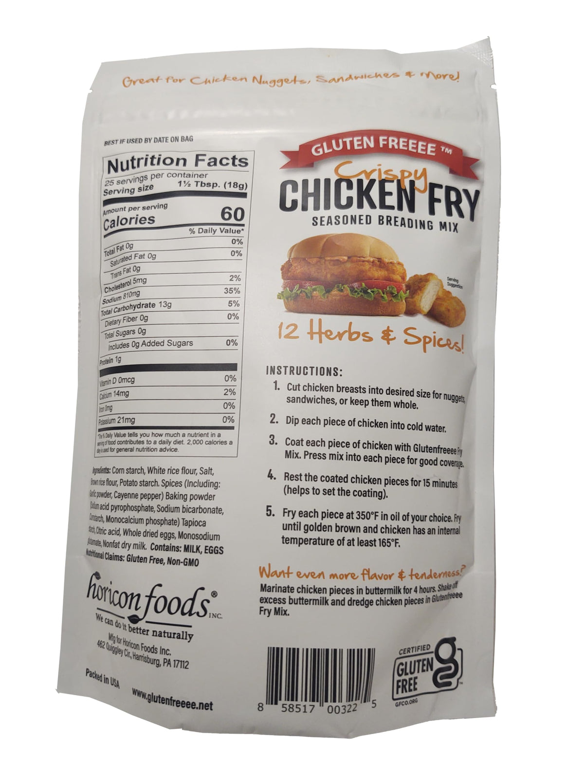 Glutenfreeee 12 herbs and spices blend highlighted for flavorful crunch.