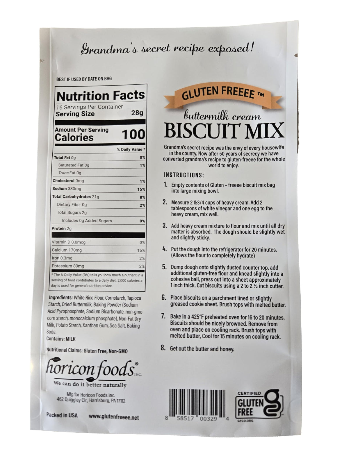 Glutenfreeee dry ingredients measured for fluffy gluten-free biscuits.