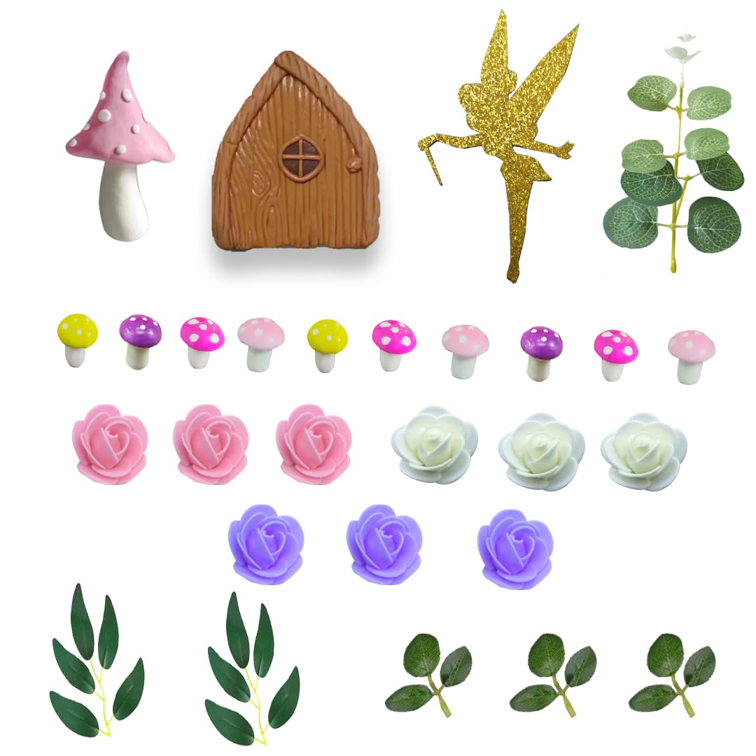 GmakCeder Fairy Garden Topper on birthday cake creates a charming focal point