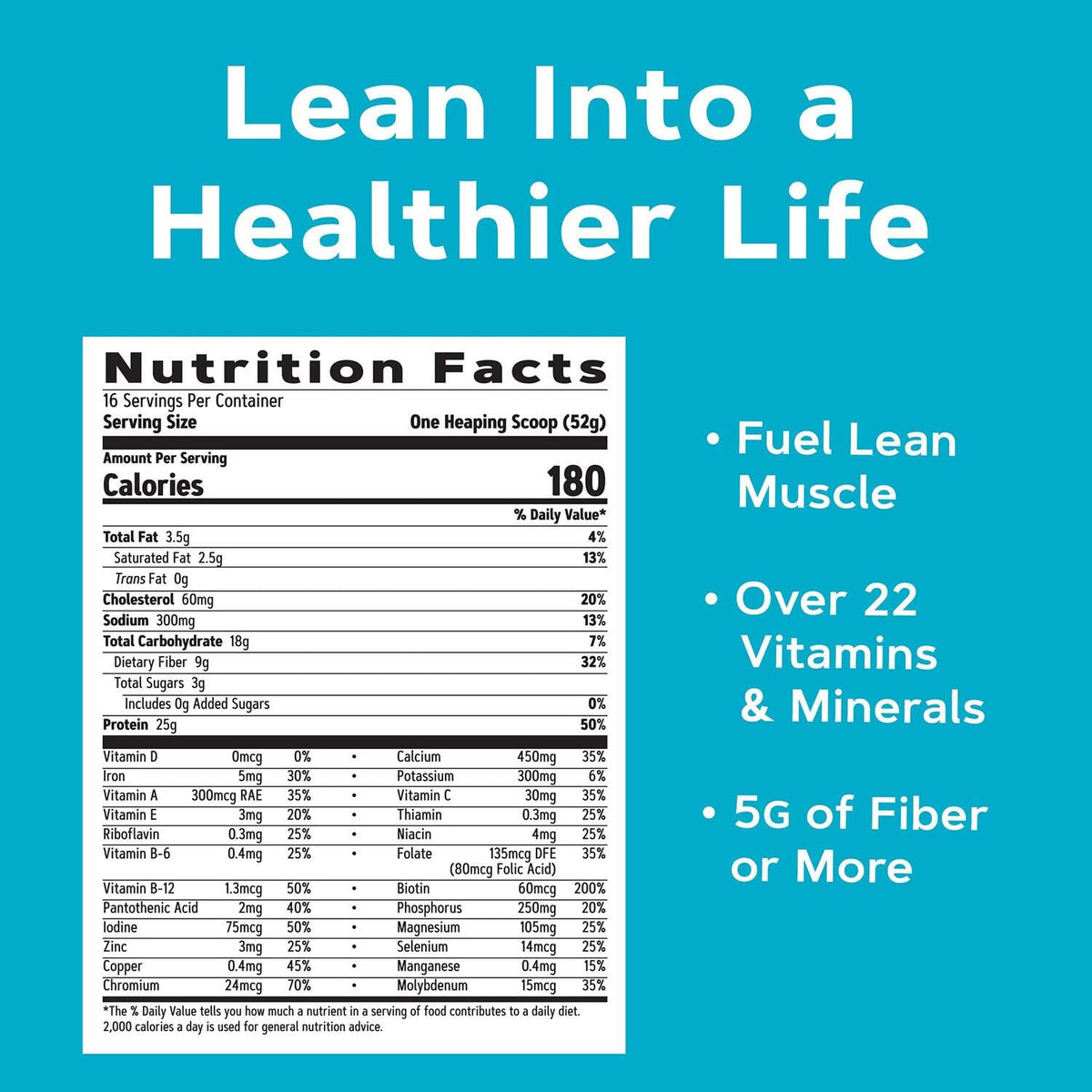 GNC Total Lean Lean Shake 25 nutrition panel close-up