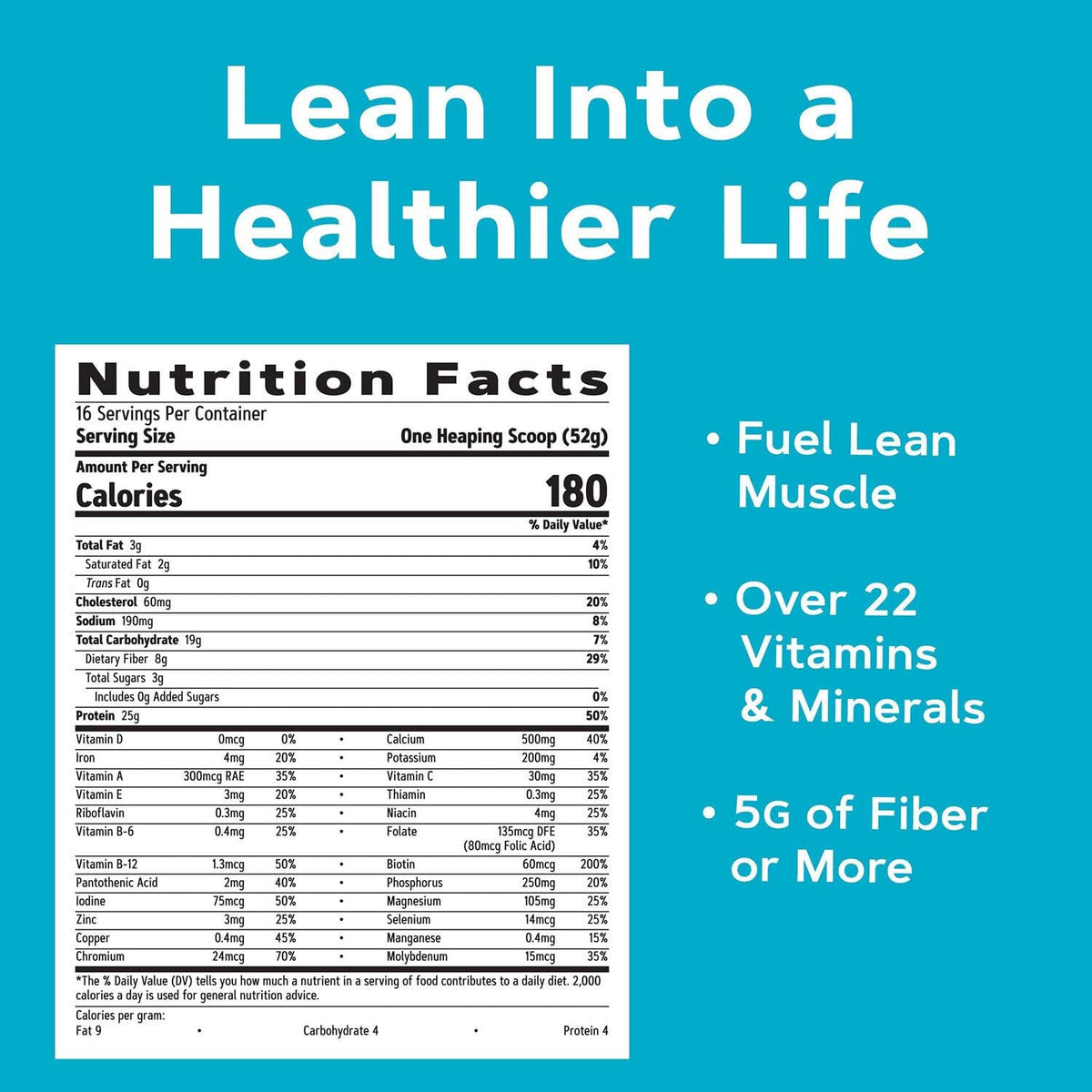 GNC Total Lean Lean Shake 25 meal replacement mix for daily nutrition