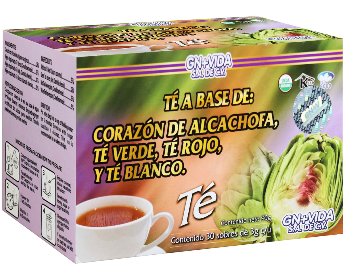 GN+Vida Artichoke Tea box with 30 bags for daily ritual and taste.