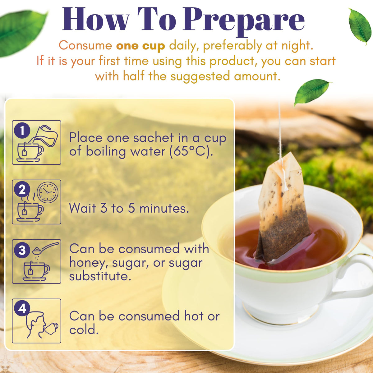 GN+Vida Chupa Grass box of thirty tea bags emphasizes convenience.