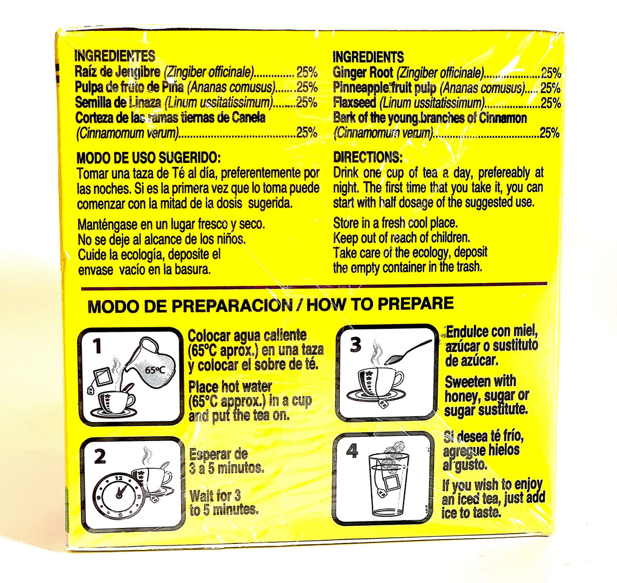 Closeup of GN+Vida Chupa Panza label highlighting natural ingredients.