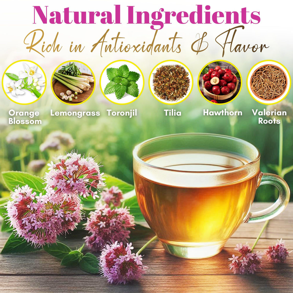 GN+Vida Me Vale Madre calming tea hawthorn leaves component close-up