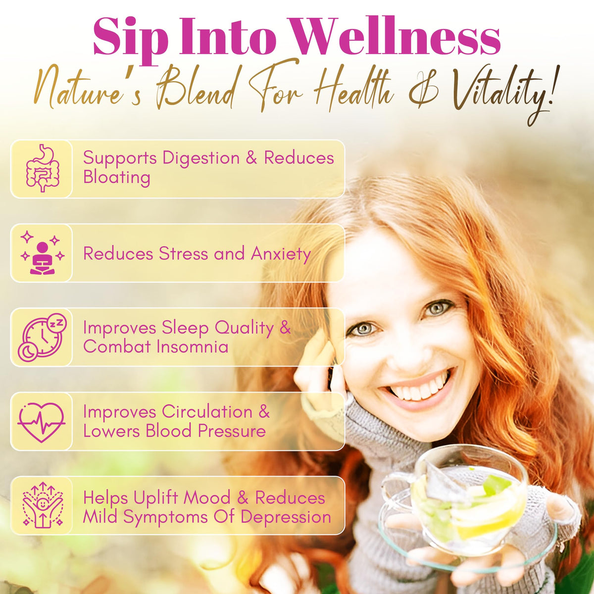 GN+Vida Me Vale Madre calming tea ingredients close-up with valerian and hawthorn