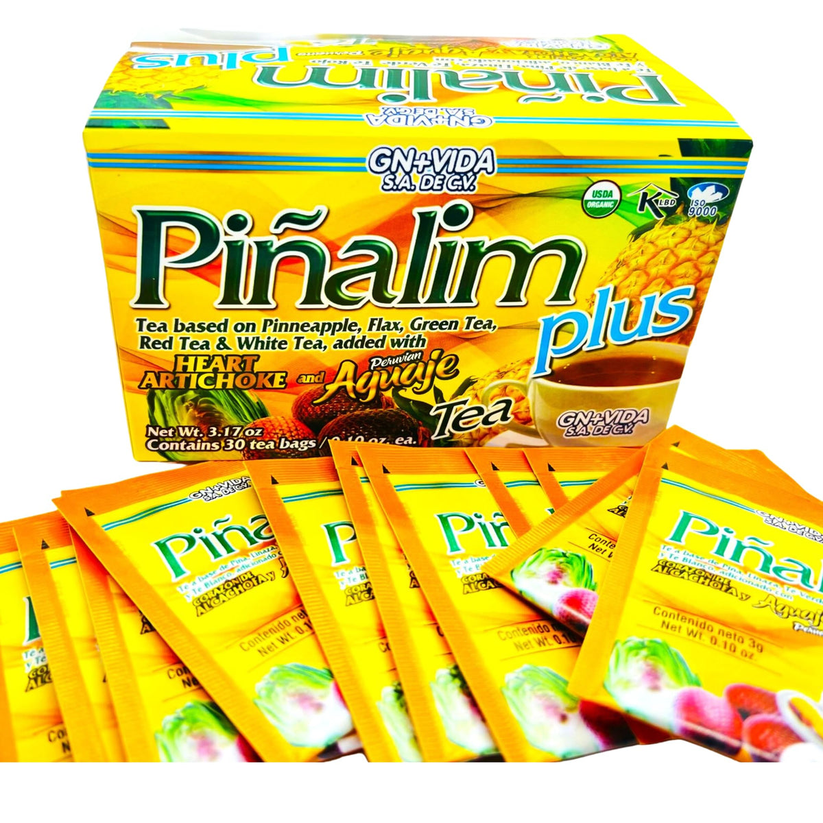 GN+Vida Pinalim Plus tea box front with modern packaging