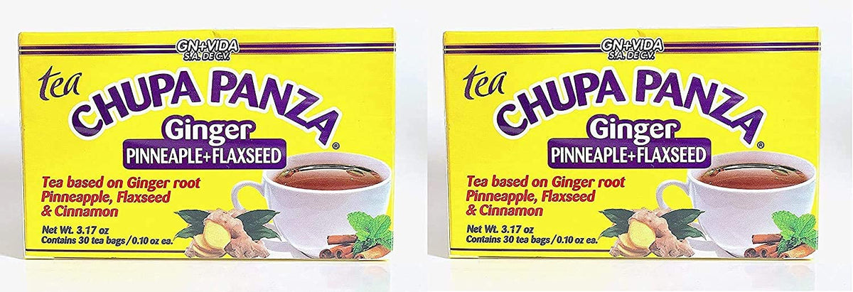 GN+Vida Tea CHUPA Panza pack featuring ginger, pineapple, flaxseed and cinnamon for digestion support.