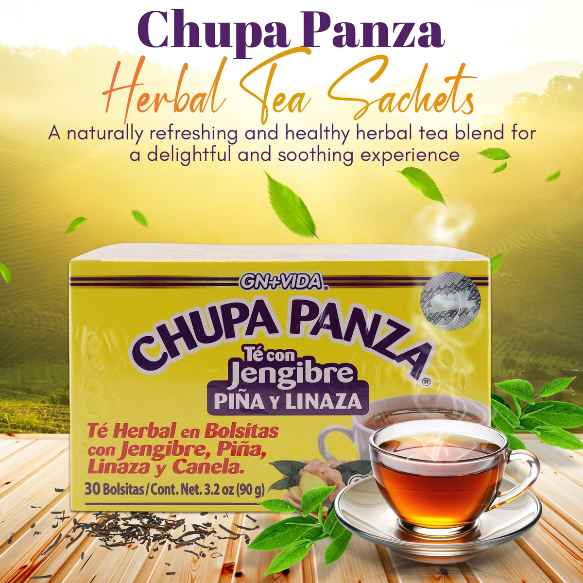 GN+Vida Chupa Panza tea bags closeup, easy to brew