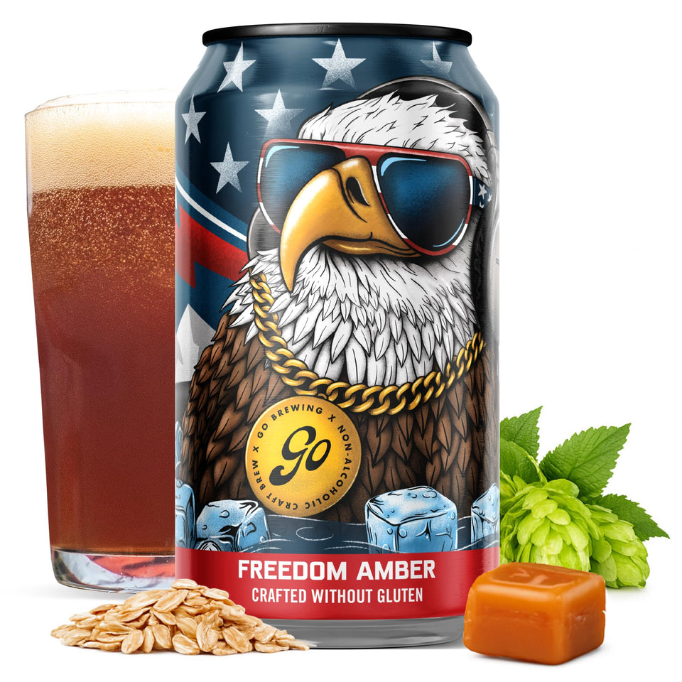 Go Brewing Freedom Amber can front view – gluten-free craft beer option