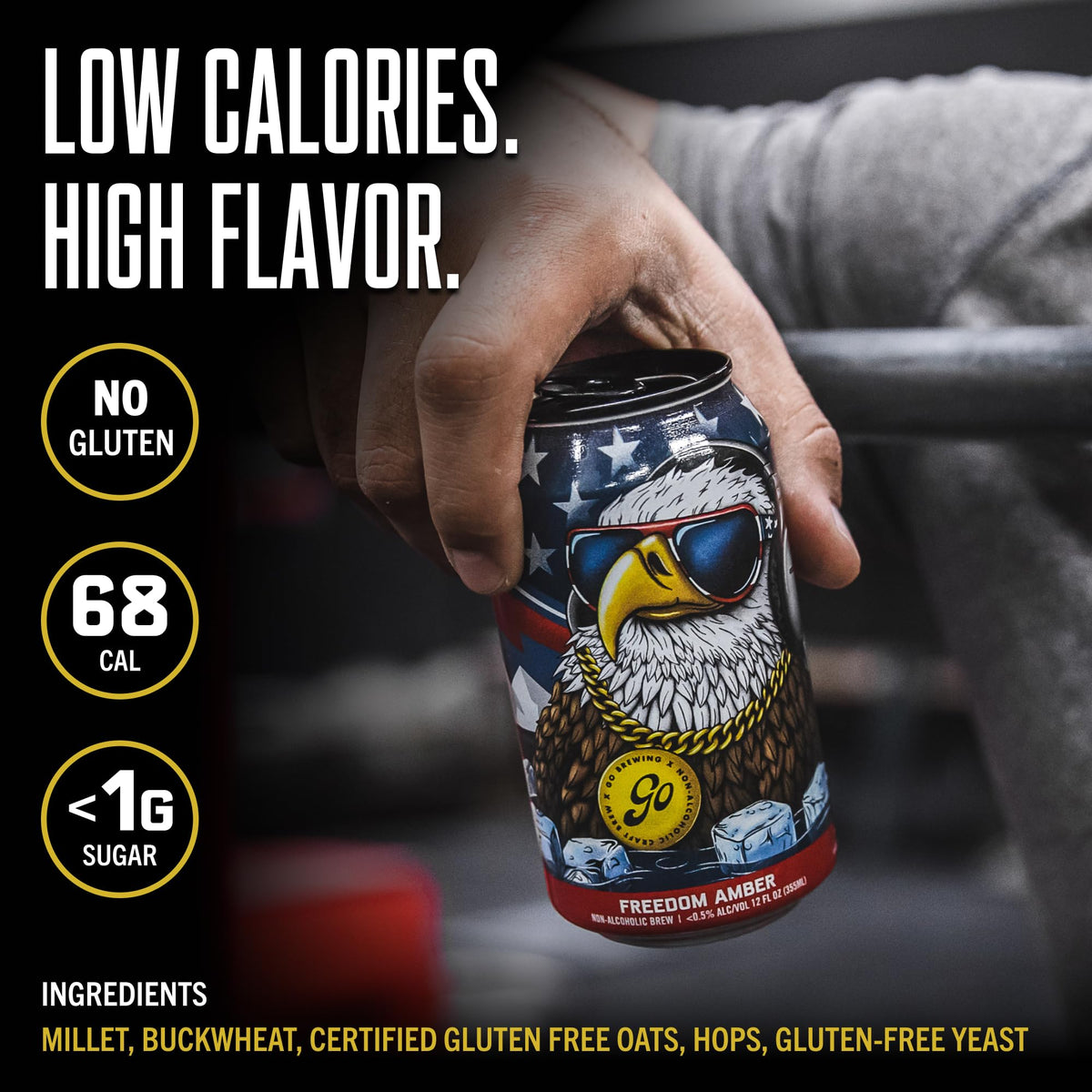 Go Brewing Freedom Hazy IPA can captures bold hop character with juicy citrus notes.