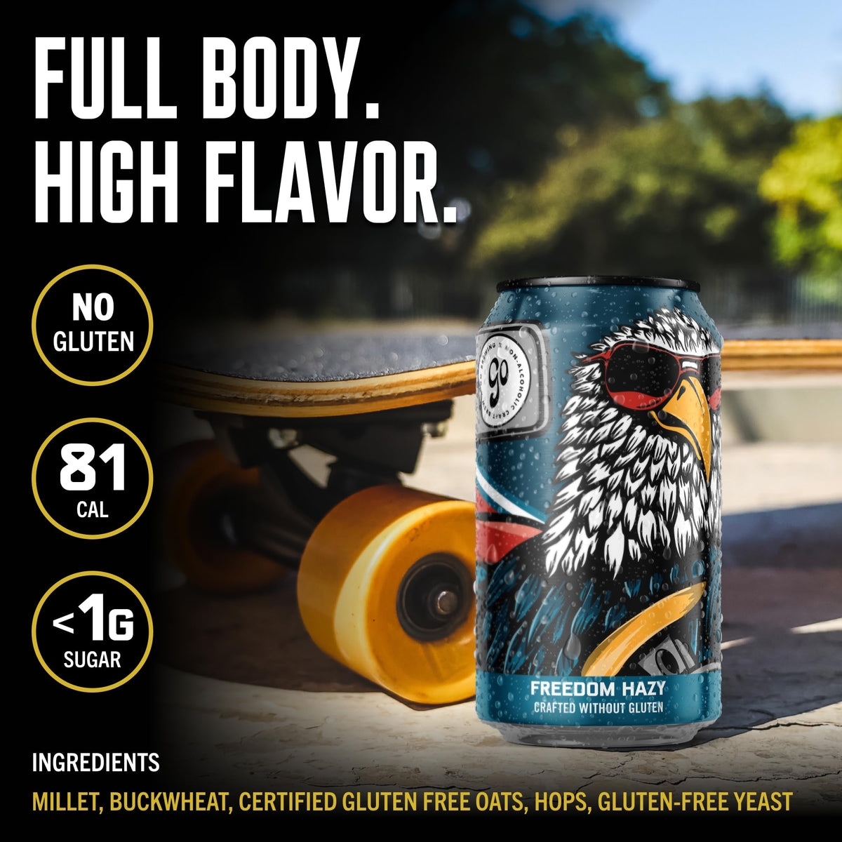 Go Brewing Freedom Hazy IPA foam detail hints at a smooth finish.