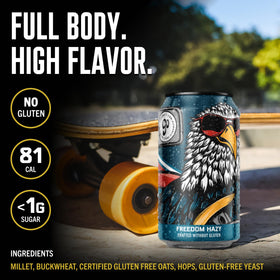 Go Brewing Freedom Hazy IPA foam detail hints at a smooth finish.