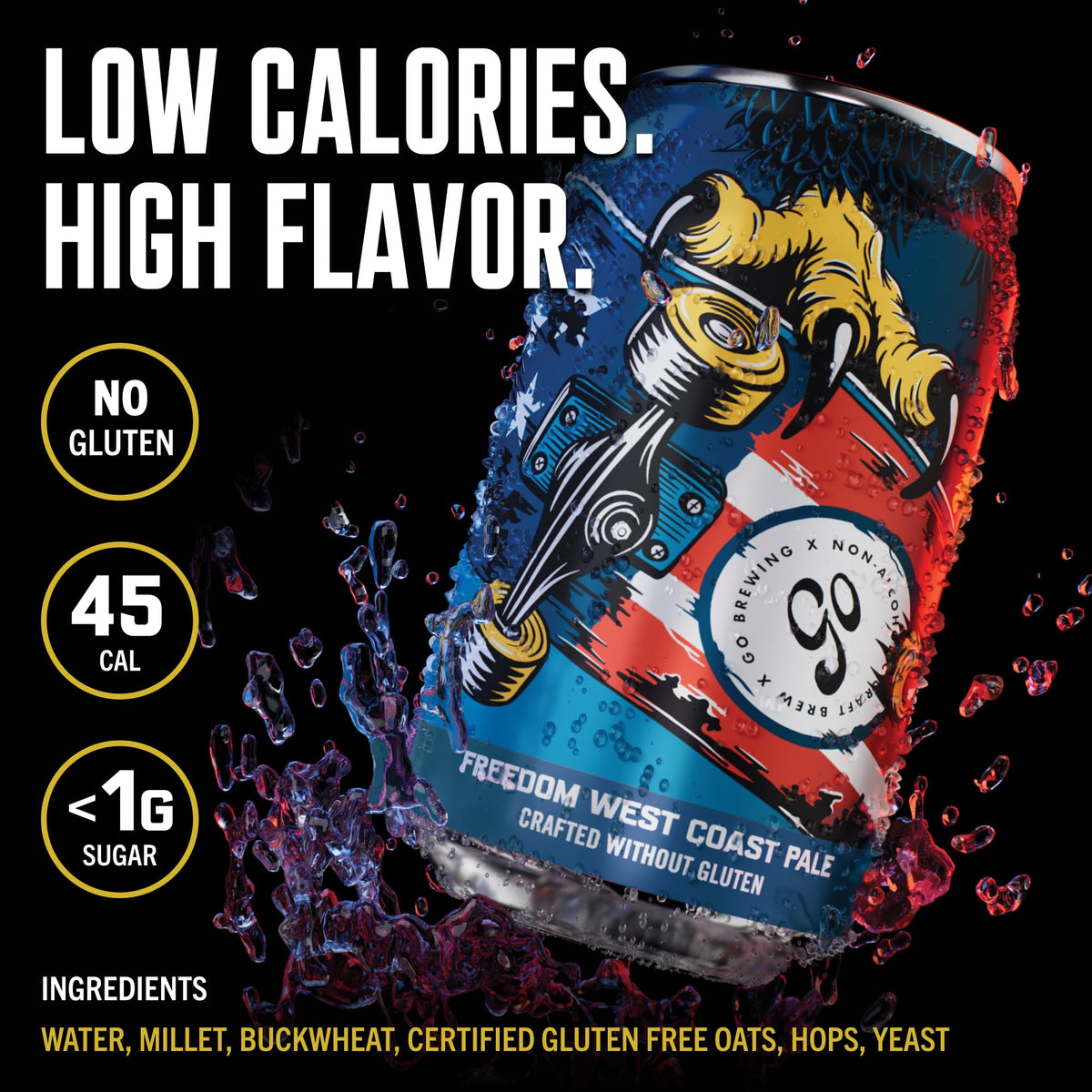 Go Brewing Freedom West Coast Pale label close-up with gluten-conscious details