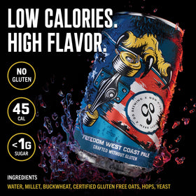 Go Brewing Freedom West Coast Pale label close-up with gluten-conscious details