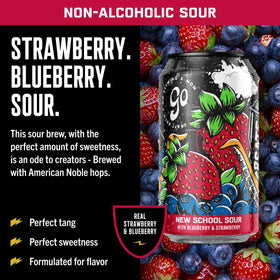 Go Brewing New School Sour Berry can close-up highlights premium craft design.