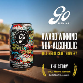 Go Brewing Not Just Another Story Double IPA 12-ounce cans offer convenient sharing.