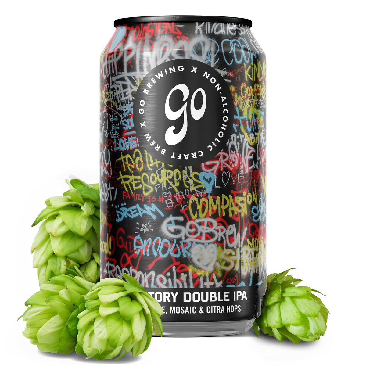 Go Brewing Not Just Another Story Double IPA can front with bold non-alcoholic flavor profile.