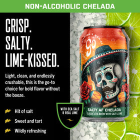 Go Brewing Salty Lime AF Chelada pour — zesty lime and savory salt balance.