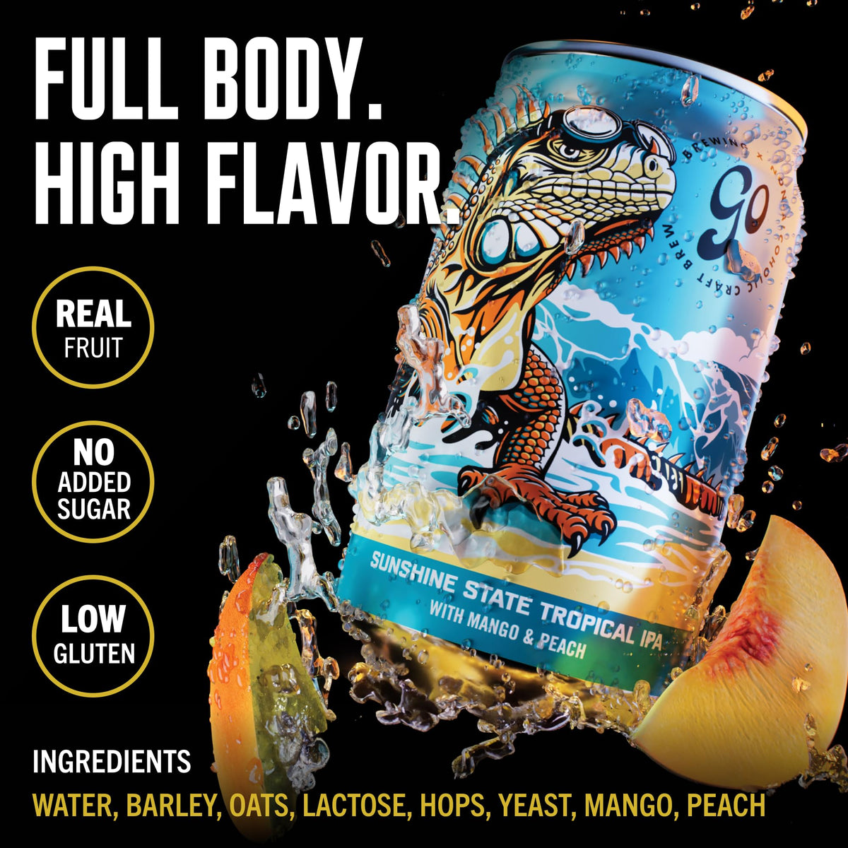 Go Brewing Sunshine State hops bouquet emphasizes tropical aroma for uplifting mood.
