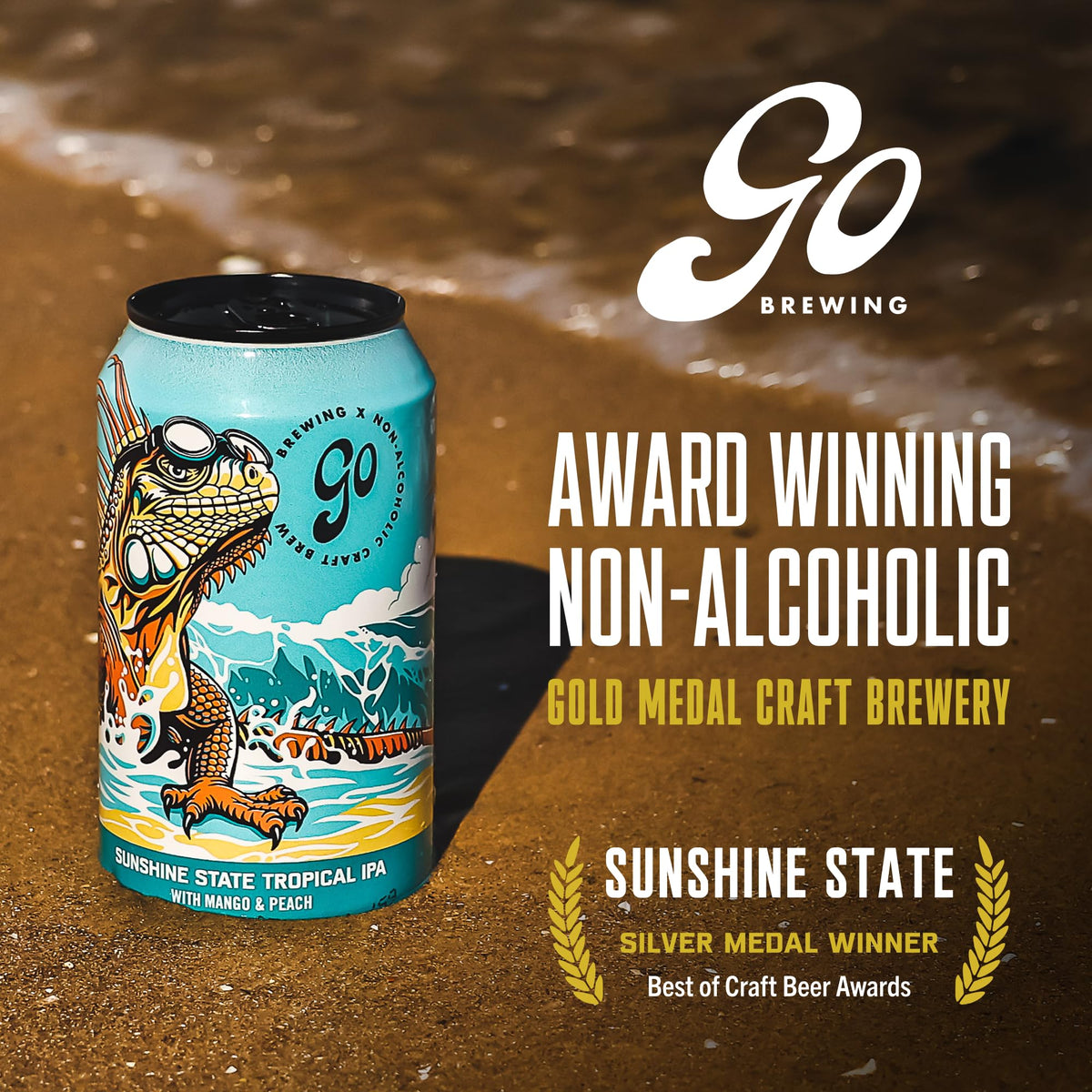 Go Brewing Sunshine State six-pack display signals casual, refreshing option for any gathering.