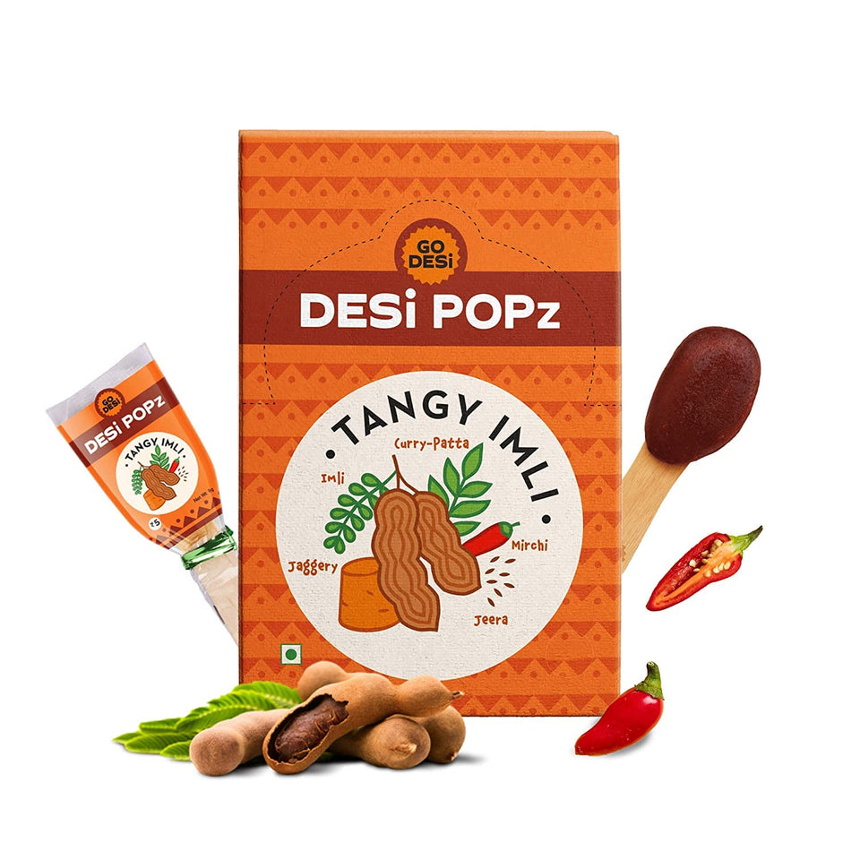 Go Desi Tamarind Lollipops box – tangy tamarind flavor for crave-worthy snacking.