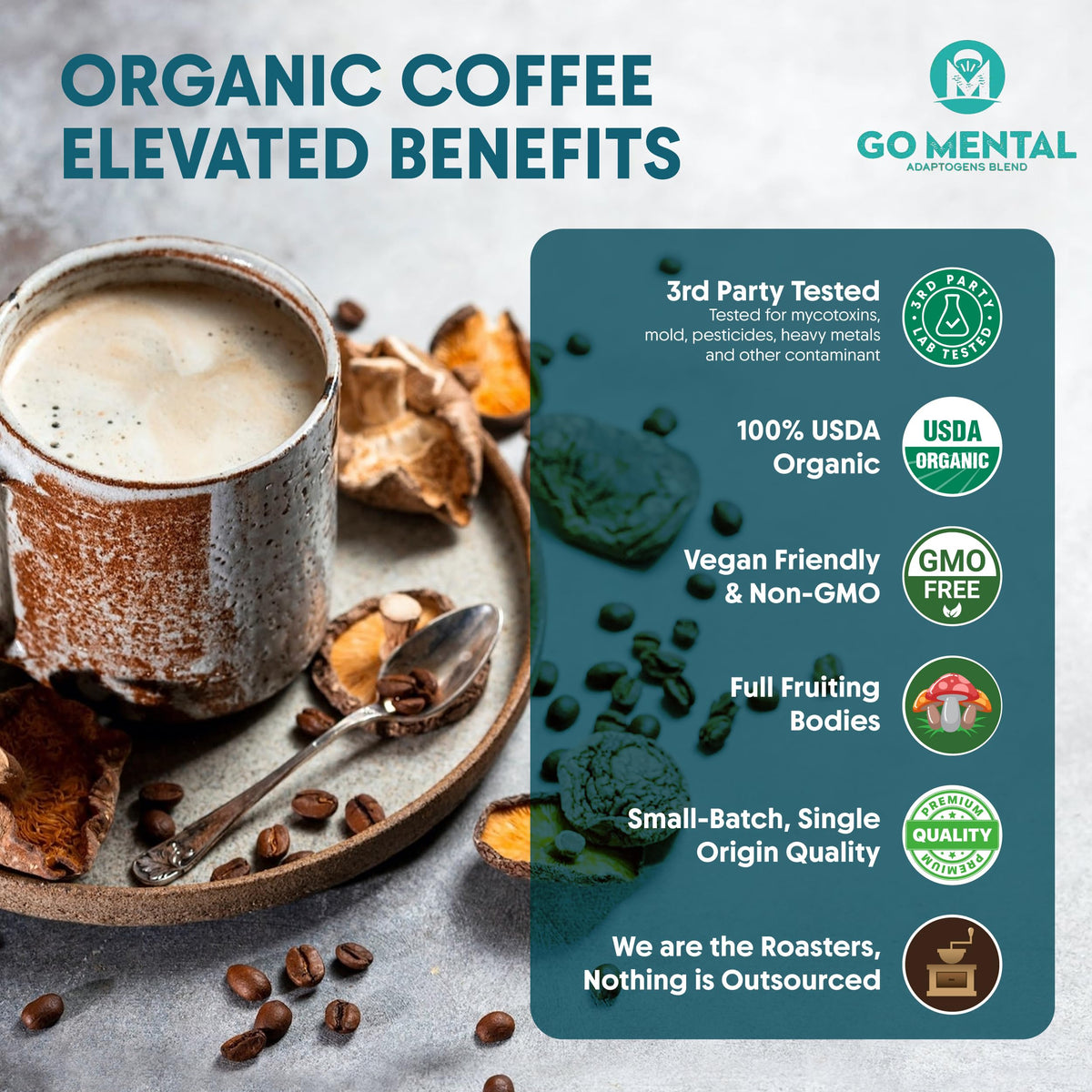 GO MENTAL dark roast coffee used for drip or pour-over brewing.