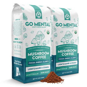 GO MENTAL organic lion's mane chaga coffee bag, premium aroma and flavor.