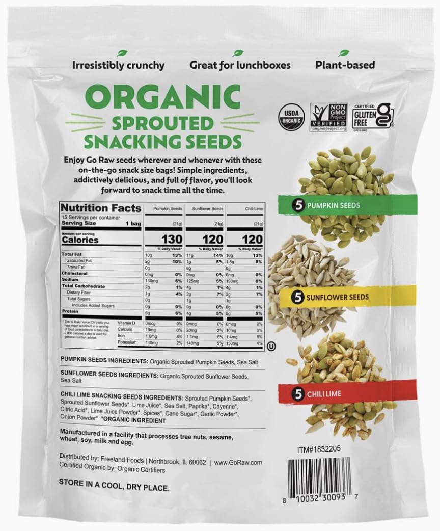 Go Raw organic sprouted seeds close-up showing textured crunch.