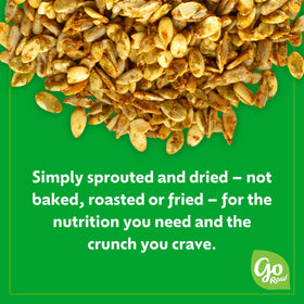 Go Raw sealed 6-pack pouches, convenient on-the-go snack.