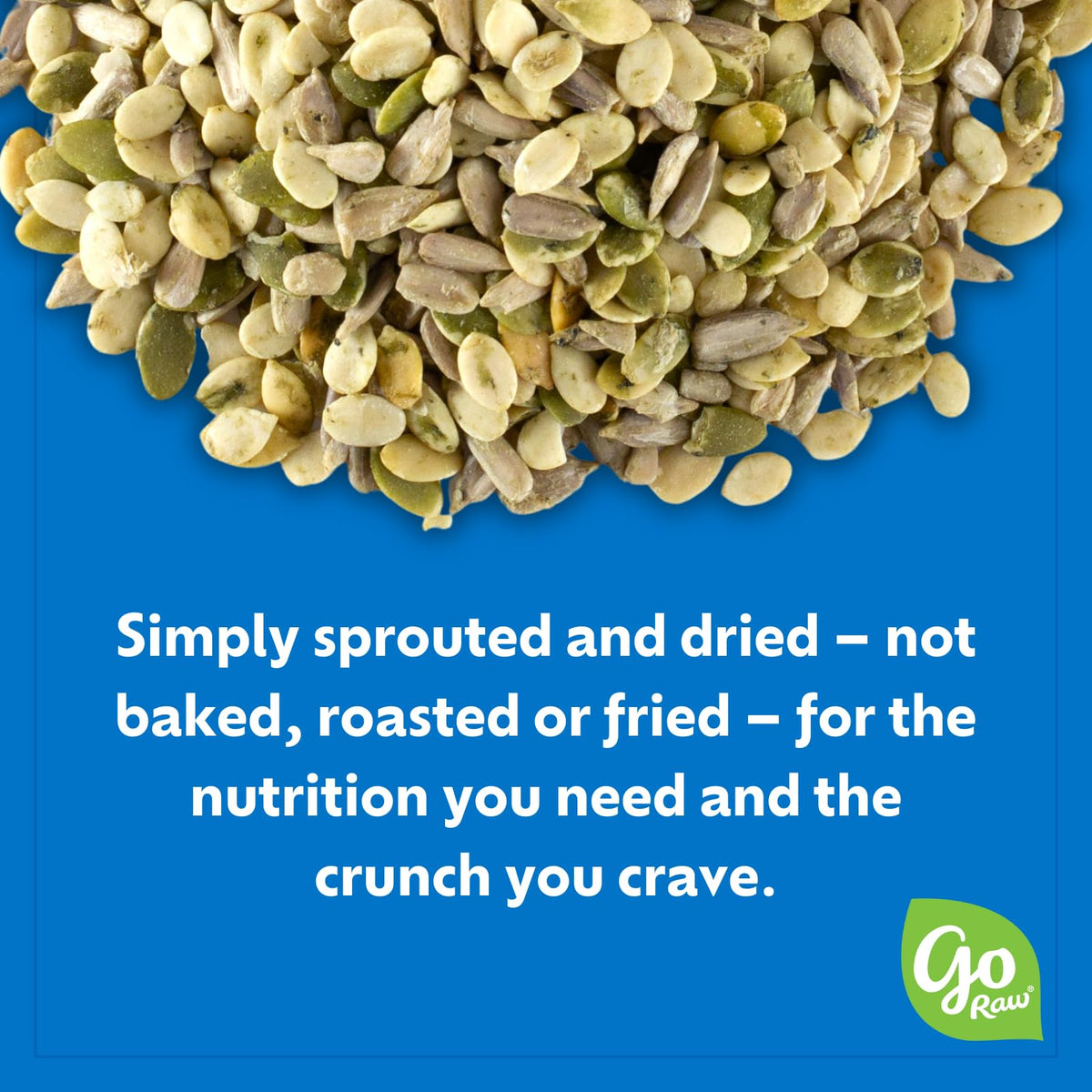 Go Raw resealable pouch showcases freshness protection for everyday snacking.