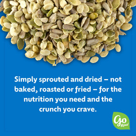 Go Raw resealable pouch showcases freshness protection for everyday snacking.